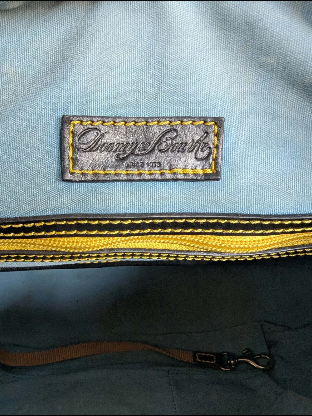 Dooney & Bourke Black Satchel with Multicolor DB Logo Print